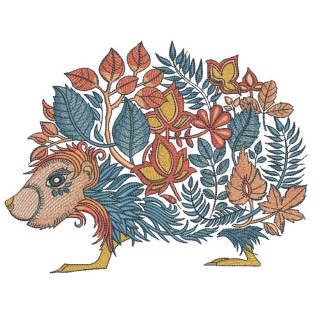 Hedgehog autumn style leaves embroidery design - Embroidery Design