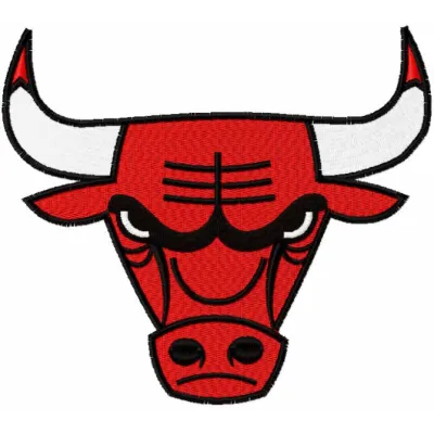Chicago Bulls logo 2 embroidery design preview showcasing detailed stitching and vibrant colors.