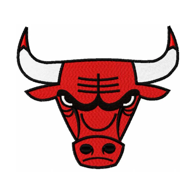 Chicago Bulls logo 2 embroidery design preview showcasing detailed stitching and vibrant colors.