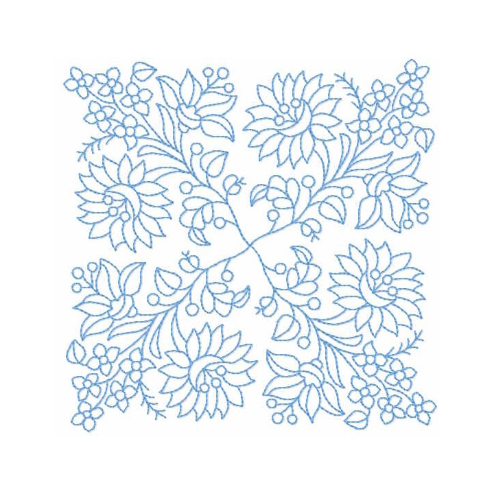 Flowers in square embroidery design - Embroidery Design