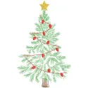 Preview of christmas tree with garland embroidery design, showcasing intricate details and vibrant colors.