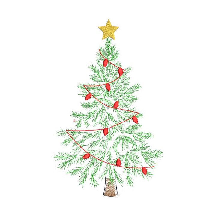 Christmas tree with garland embroidery design - Embroidery Design