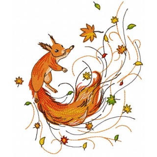 Autumn squirrel embroidery design - Embroidery Design