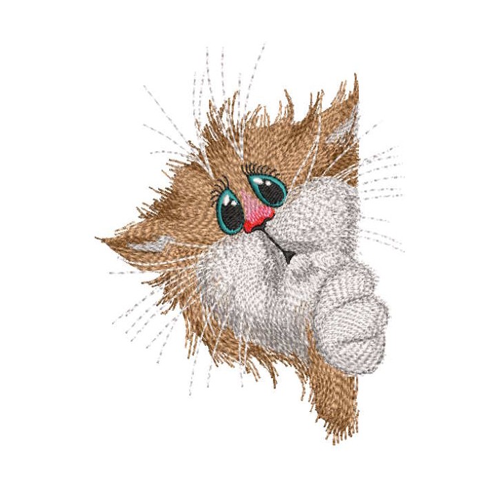 Frightened cat peeking around the corner embroidery design - Embroidery Design