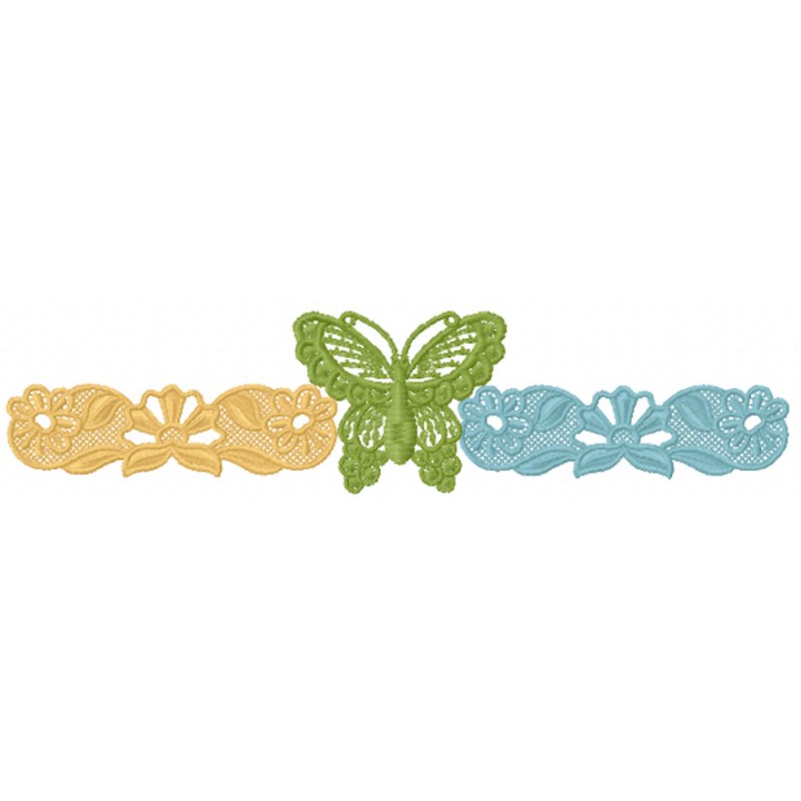 Flowers Butterfly border embroidery design - Embroidery Design
