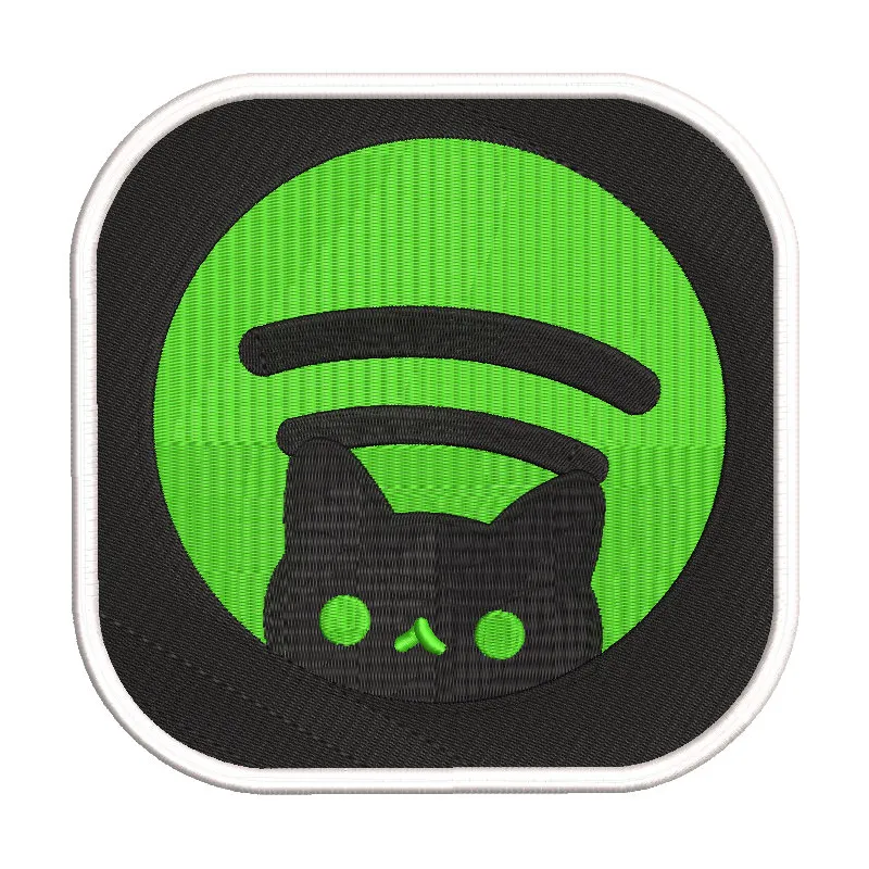 Preview of Spotify Cat Logo embroidery design featuring a playful feline silhouette with musical elements.