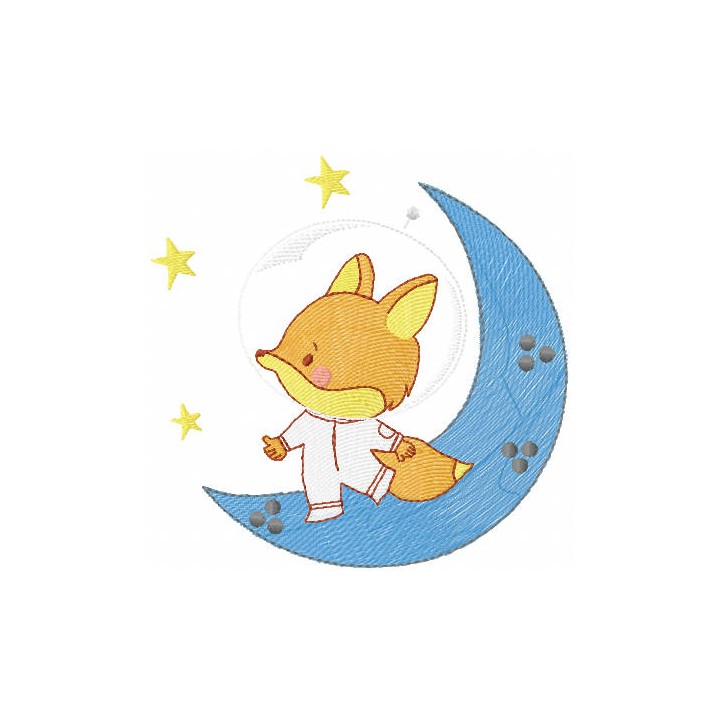 Little fox astronaut embroidery design - Embroidery Design