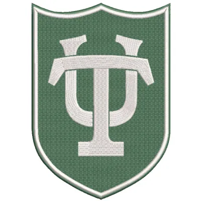 Embroidery design of Tulane University logo shield, ideal for stitching on apparel and accessories.