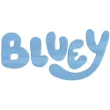 Bluey logo embroidery design featuring vibrant colors, ideal for stitching on t-shirts or tote bags.