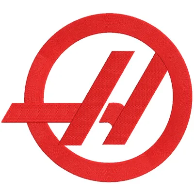 Haas classic logo embroidery design for F1 team logos, showcasing intricate stitching patterns for apparel.