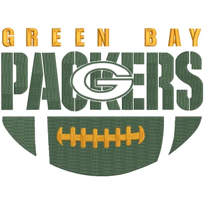 Big Green Bay Packers logo embroidery design showcasing a detailed stitched motif for sports enthusiasts.
