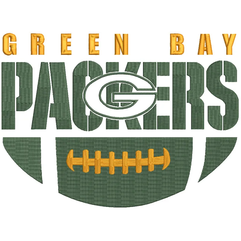 Big Green Bay Packers logo embroidery design showcasing a detailed stitched motif for sports enthusiasts.