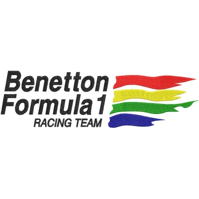 Benetton Formula 1 racing team logo embroidery design for stitching on apparel and accessories.