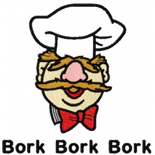 Chef bork bork bork embroidery design - Embroidery Design