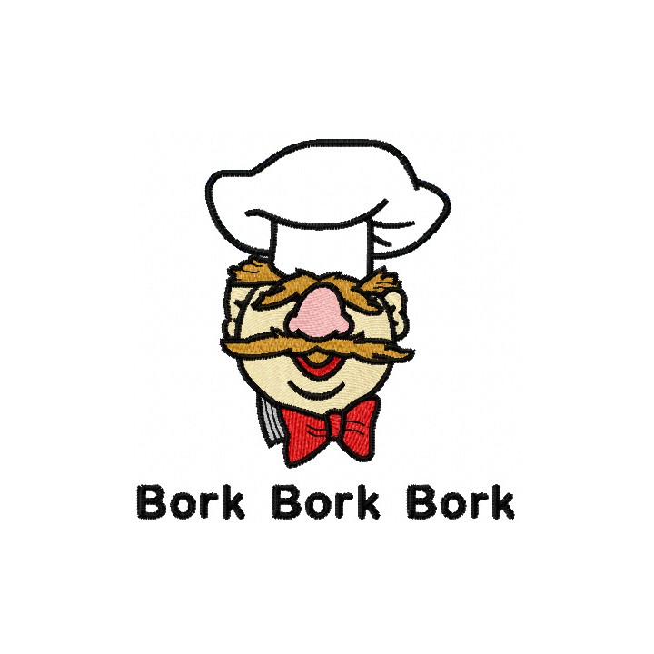 Chef bork bork bork embroidery design - Embroidery Design