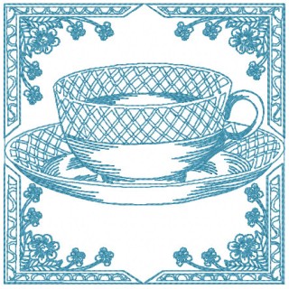 Vintage cup embroidery design - Embroidery Design