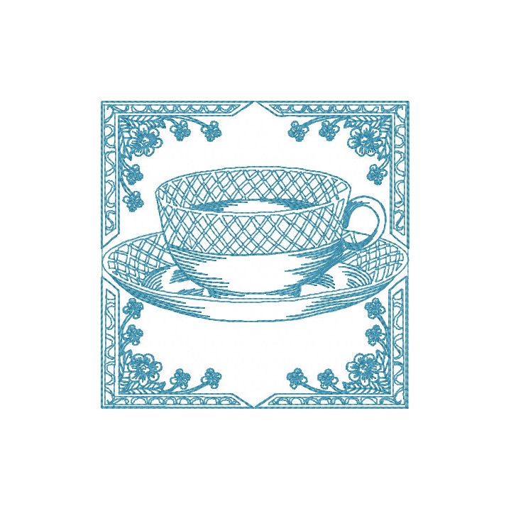 Vintage cup embroidery design - Embroidery Design