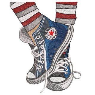 Sneakers and bright socks fashionable style embroidery design - Embroidery Design