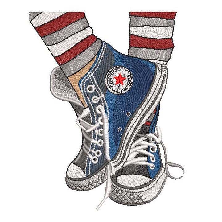 Sneakers and bright socks fashionable style embroidery design - Embroidery Design