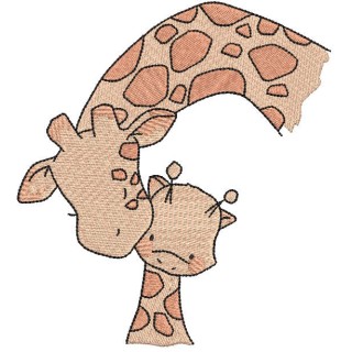 Giraffe kiss baby giraffe embroidery design - Embroidery Design