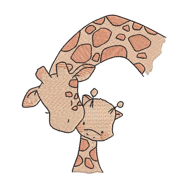 Giraffe kiss baby giraffe embroidery design - Embroidery Design