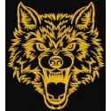Angry wolf muzzle embroidery design showcasing intricate details, ideal for jackets, bags, and apparel.