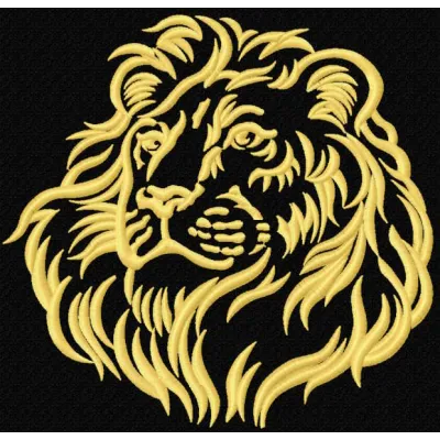 Preview of African lion tribal muzzle embroidery design showcasing intricate stitching patterns for creative projects.