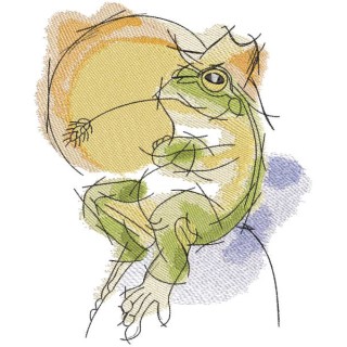 Frog with wheat ear embroidery design - Embroidery Design