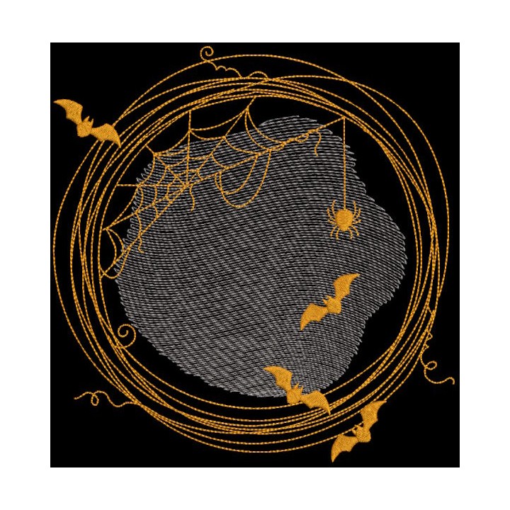 Halloween golden frame embroidery design - Embroidery Design