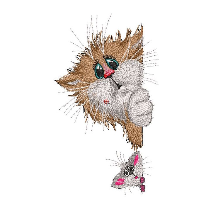 Cat mouse peeking around corner embroidery design - Embroidery Design