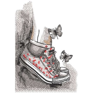 Summer childhood sneakers butterfly freedom embroidery design - Embroidery Design