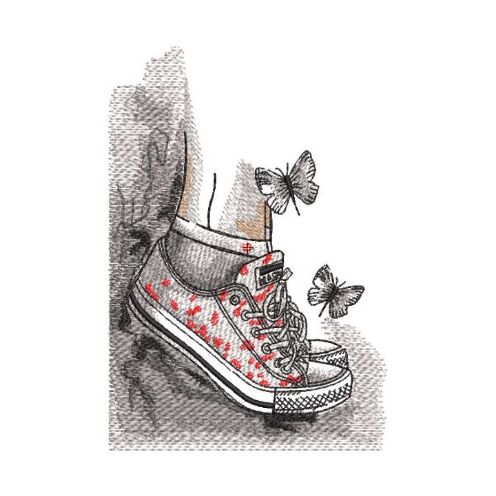 Summer childhood sneakers butterfly freedom embroidery design - Embroidery Design