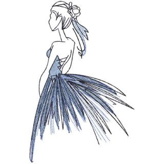 Lady before ball sketch embroidery design - Embroidery Design