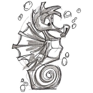 Fun seahorse sketch embroidery design - Embroidery Design