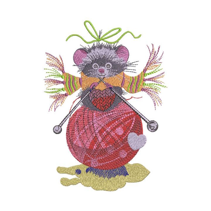 Mouse atmosphere knitting embroidery design - Embroidery Design