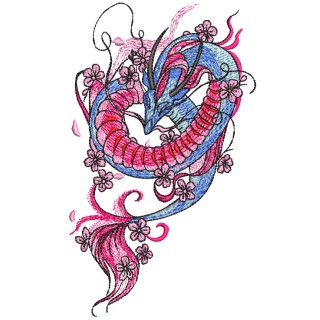 Flying oriental dragon embroidery design - Embroidery Design