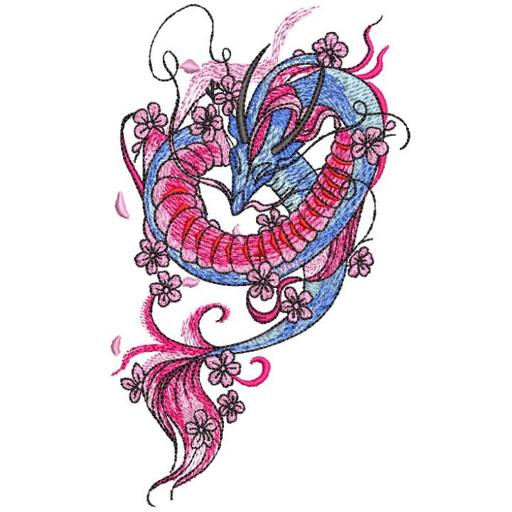 Flying oriental dragon embroidery design - Embroidery Design