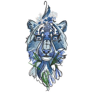 Big snow cat is waiting for spring embroidery design - Embroidery Design