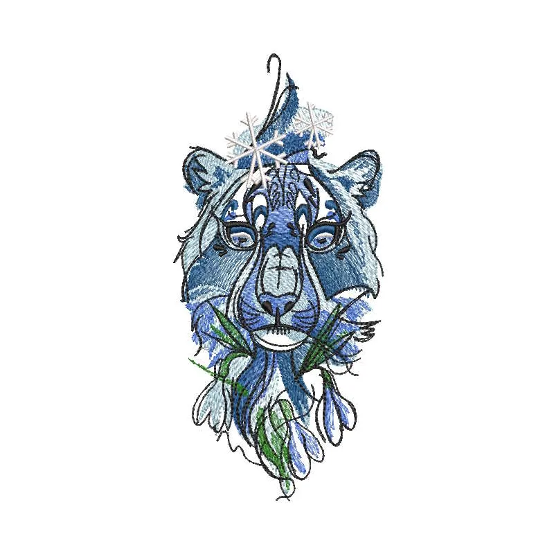 Big snow cat embroidery design features a charming feline eager for spring, perfect for stitching on various fabrics.