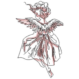 Girl angel doing knixen embroidery design - Embroidery Design
