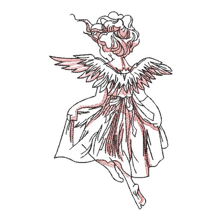 Girl angel doing knixen embroidery design - Embroidery Design