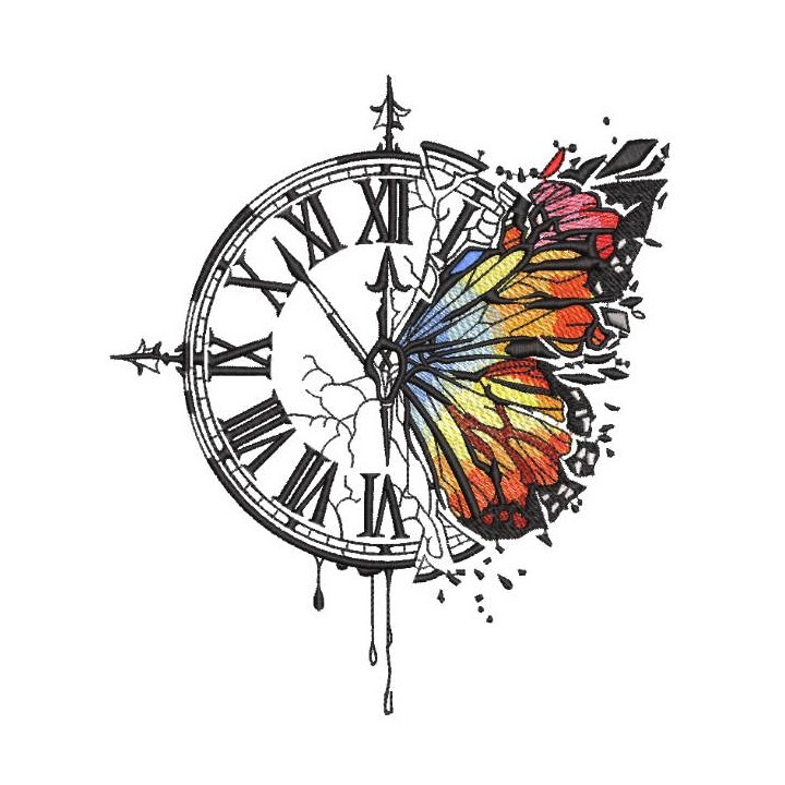 Butterfly ten minutes before midnight embroidery design - Embroidery Design