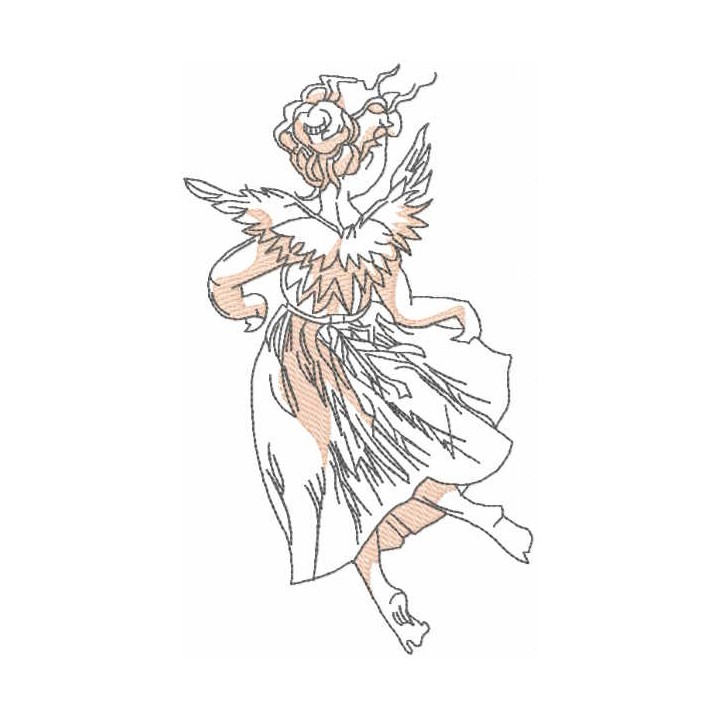 Dancing angel vintage sketch embroidery design - Embroidery Design