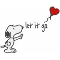 Preview of Snoopy 'Let It Go' embroidery design featuring the beloved character in a playful pose.