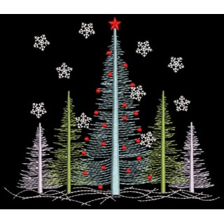 Christmas firry forest pine tree embroidery design - Embroidery Design