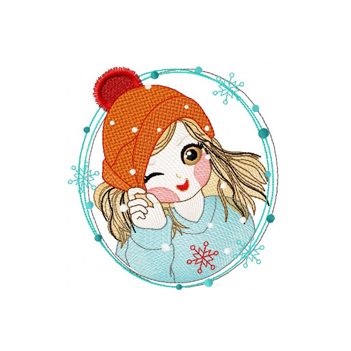Funny Winter girl embroidery design - Embroidery Design