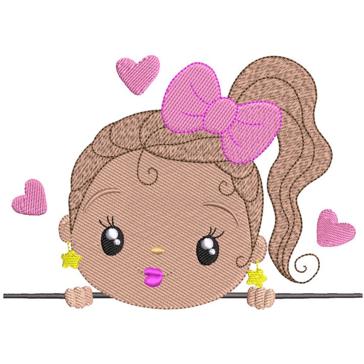 Baby girl pink bow embroidery design - Embroidery Design