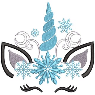 Crystal snow time unicorn embroidery design - Embroidery Design