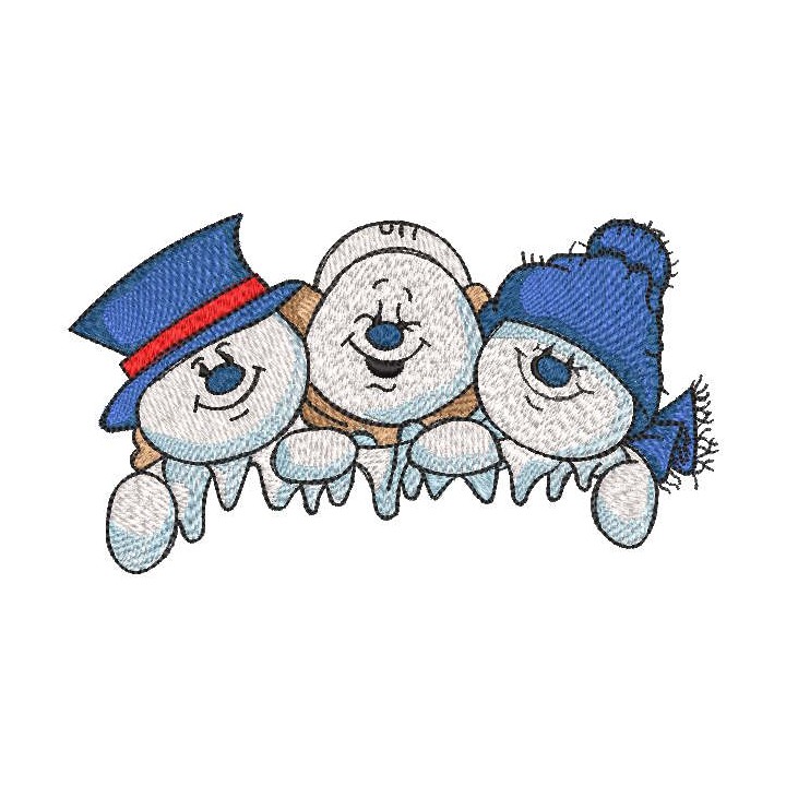 Cheerful snowmen company embroidery design - Embroidery Design