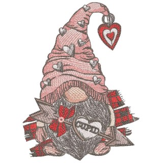 Dwarf cupid arrow heart embroidery design - Embroidery Design